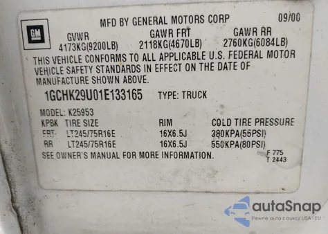 2001 Chevrolet Silverado K2500 Heavy Duty from USA, damaged, VIN 1GCHK29U01E133165